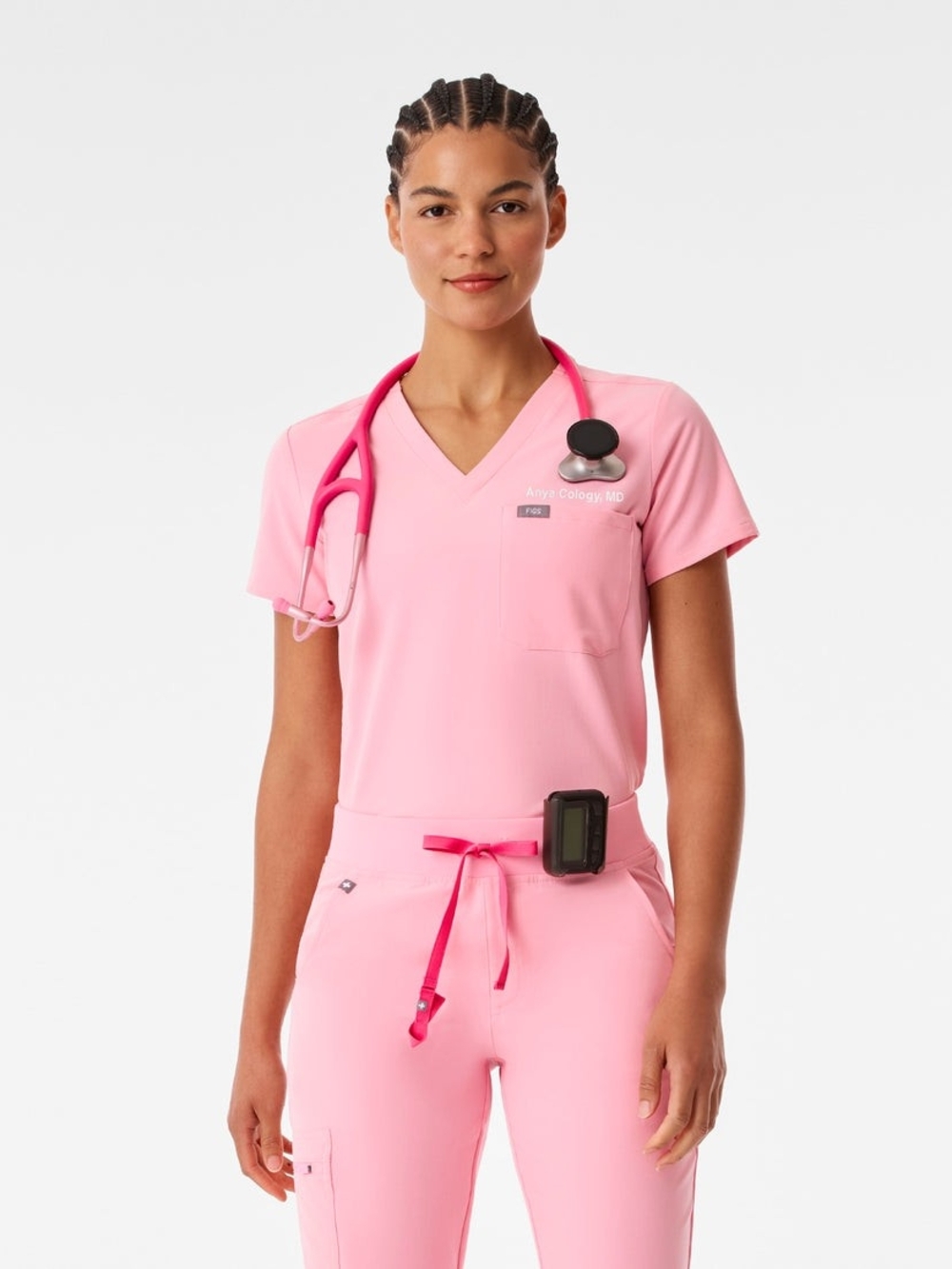 NWT FIGS Fight Club Pink Catarina One Pocket Scrub Top XS Regular